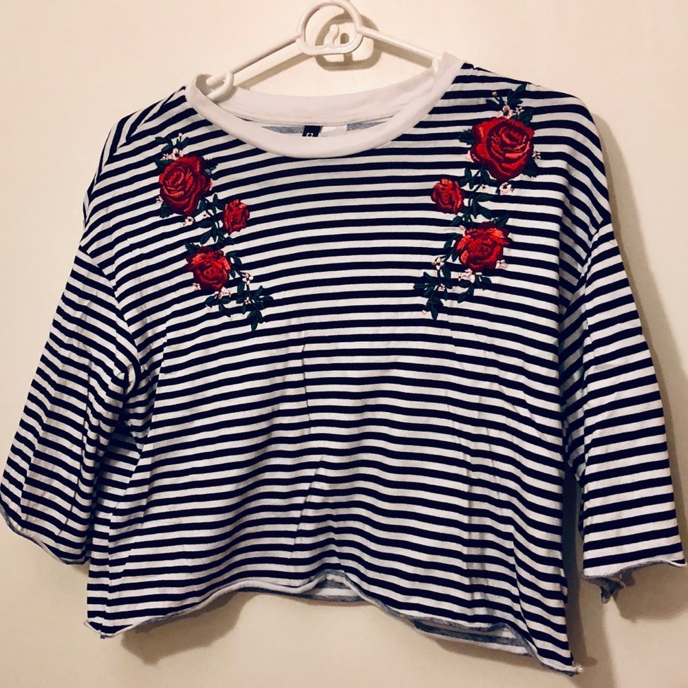 Adorable embroidered crop top